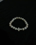 Cross Charm Bracelet - Cream